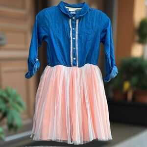 💖💕Little Lass Dress Denim Button Top Tulu Shirt
